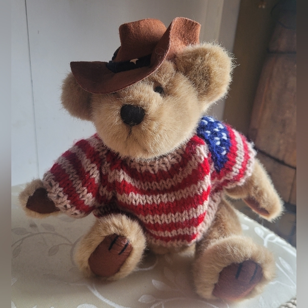 Brass button bears "Cody" with Hat and Knit Sweater